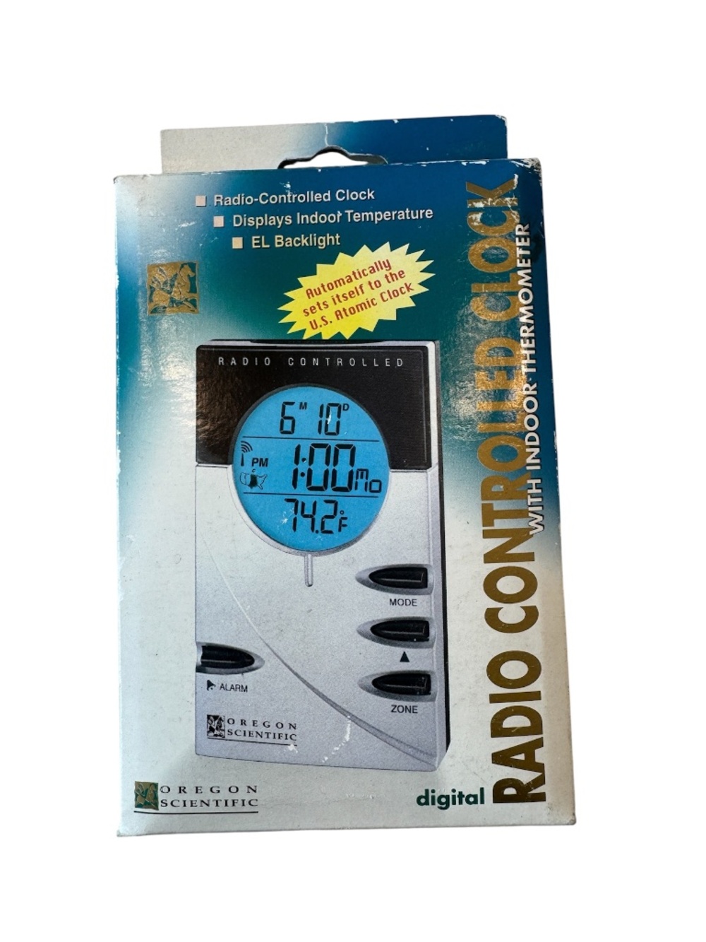 Vintage New In Box Oregon Scientific digital radio controlled clock Model RM962A